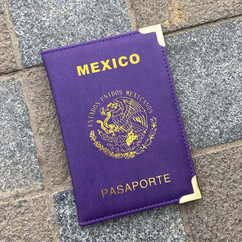 couverture de passeport du mexique bords et coins métalliques porte-passeport portefeuille de voyage couvertures de mode pour femmes pour passeports