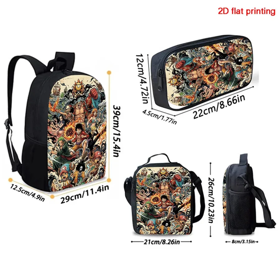 sac dos polyester dessin animé noir motifs personnages animés format 20 35 litres poche ouvrante sangles ajustables usage scolaire voyage