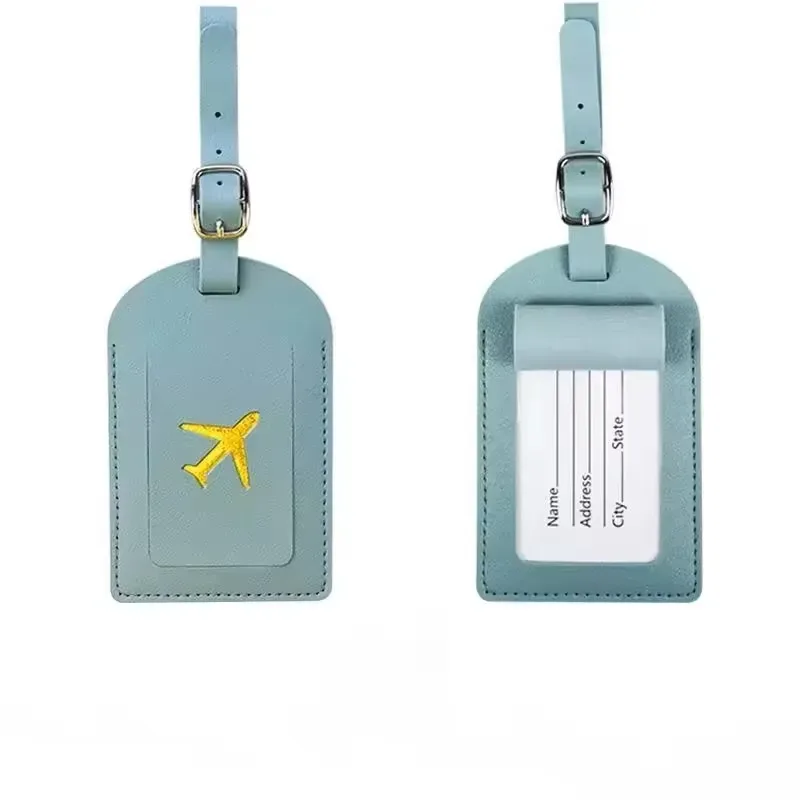 étiquette bagage cuir rectangulaire poignée bleu noir marron rouge gris vert jaune blanc voyage identification nom adresse numéro téléphone email