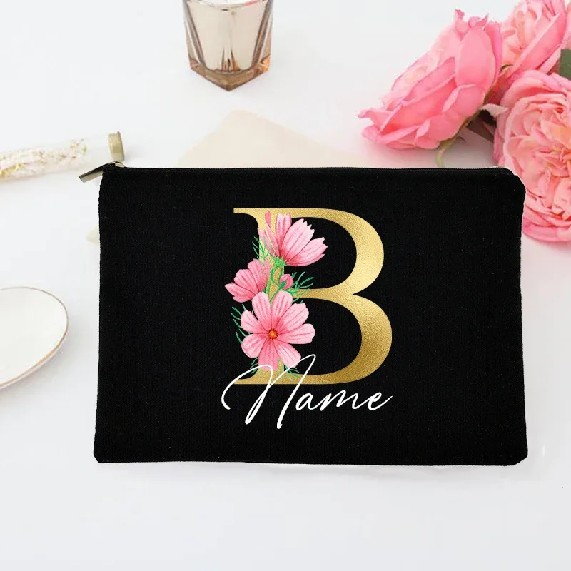 pochette de maquillage personnalisée avec initiales et nom, trousse de toilette de mariée, pochette de toilette monogramme, cadeaux de mariage pour demoiselle d'honneur