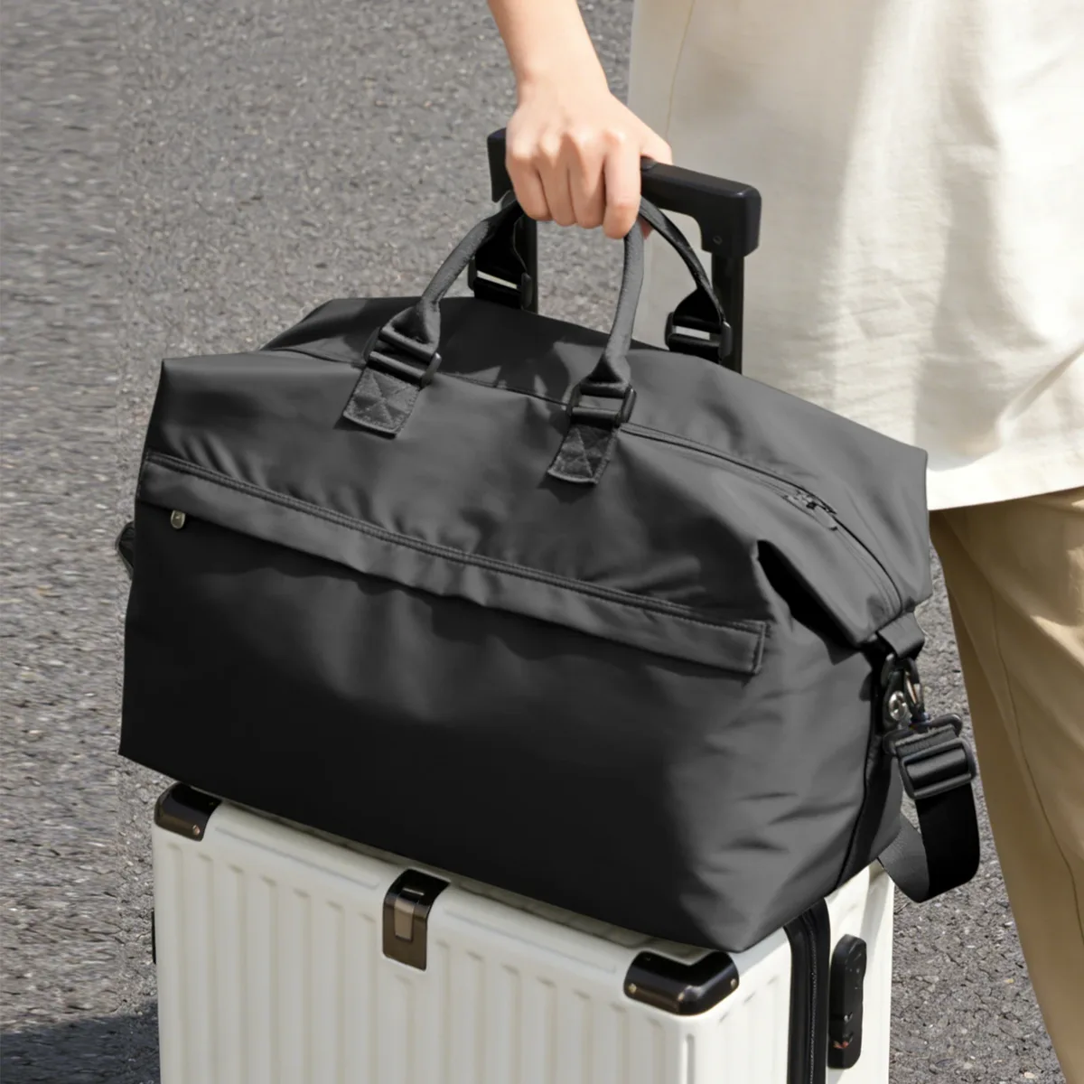 Sac de voyage pliable, grand sac de sport pour femmes et hommes, sac de voyage avec compartiment pour chaussures, sac de fitness imperméable
