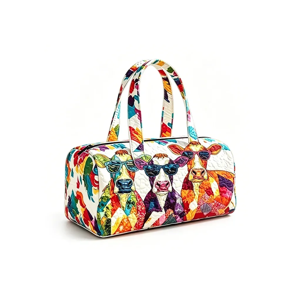 sac de voyage matelassé à imprimé floral vache, sac de week-end léger, bagage à main pour la gym, les sports et les escapades