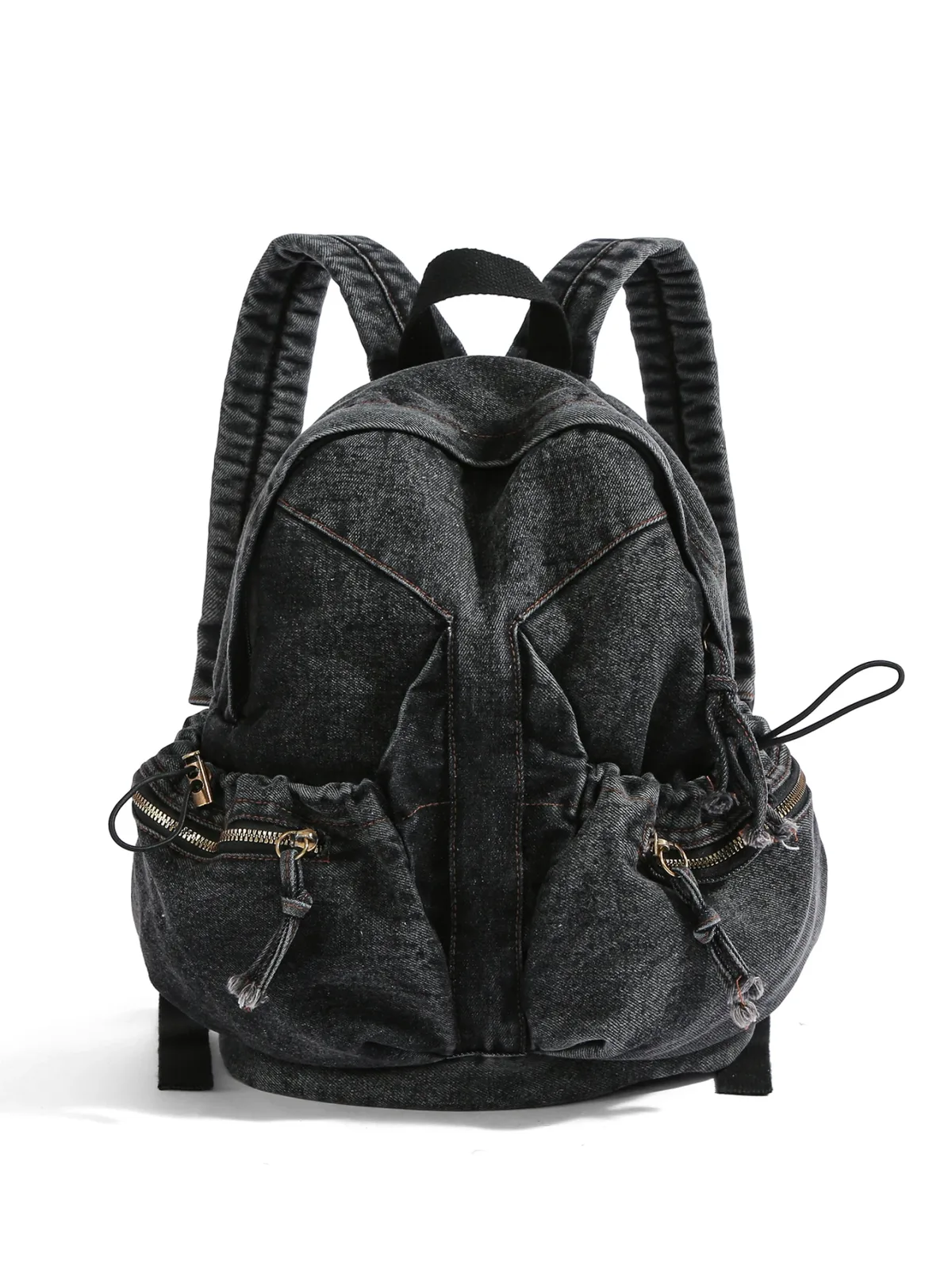 sac à dos en jean délavé vintage pour femme, avec cordon de serrage, design déchiré, sac à dos décontracté pour l'école et les voyages