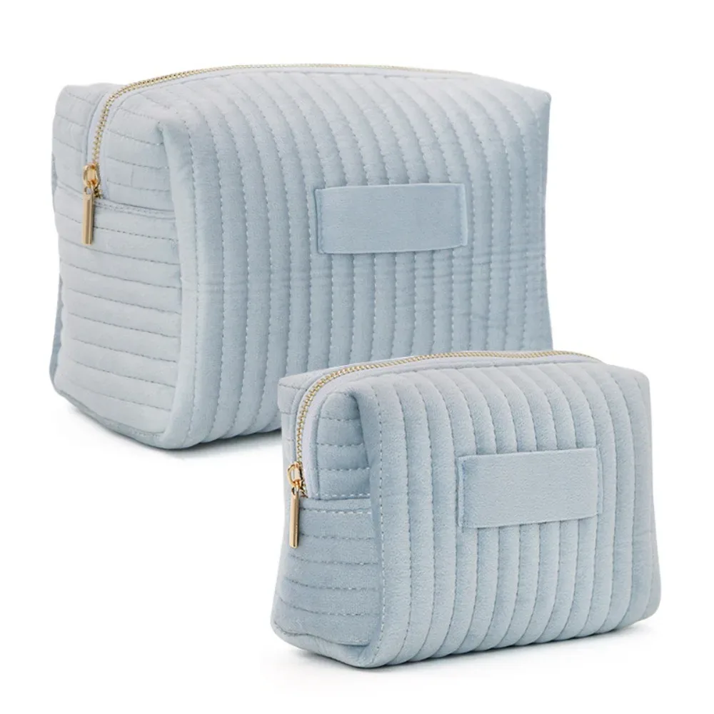 trousse de maquillage portable en velours de grande capacité, couleur unie, organisateur de lavage, trousse de toilette de voyage, cadeau, pochette à cosmétiques à fermeture éclair, à la mode