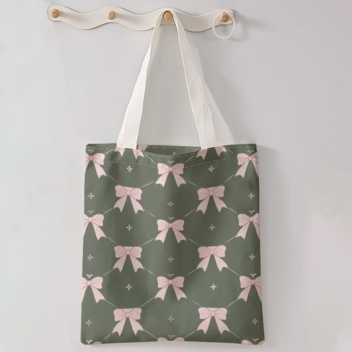 sac à main décontracté imprimé motif nœud, sac à dos réutilisable et tendance, sac à main multifonctionnel, sac de shopping en toile
