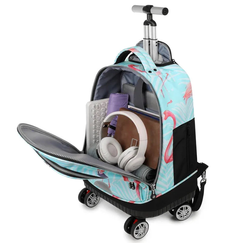 sac à dos roulant avec roulettes, sac à dos pour ordinateur portable de voyage à roulettes pour femmes et hommes, valise à roulettes d'affaires