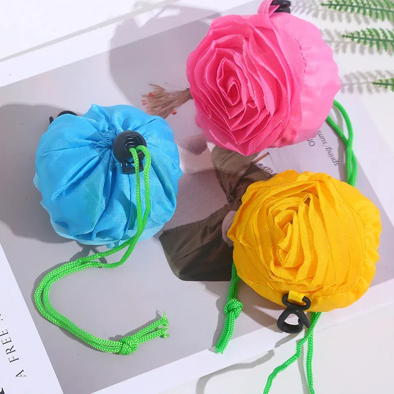 sac de courses pliable portable motif rose, grande capacité, sac fourre-tout léger et durable, sac de voyage, pochette de rangement