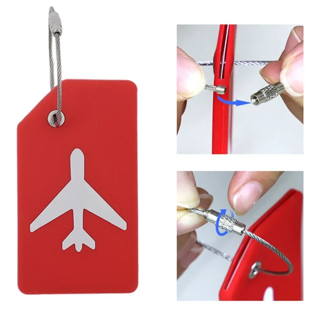 étiquettes de bagages en silicone pour valises, accessoires de voyage, porte-carte d'identité, boucle en acier inoxydable, identifiant de bagages, 1/5 pièces