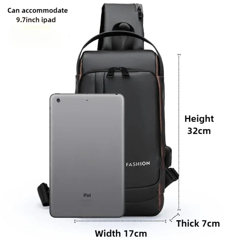 sac de poitrine antivol pour hommes, sacs à bandoulière avec port usb, sacs messager pour l'école et les courts voyages, sacs à bandoulière oxford pour hommes