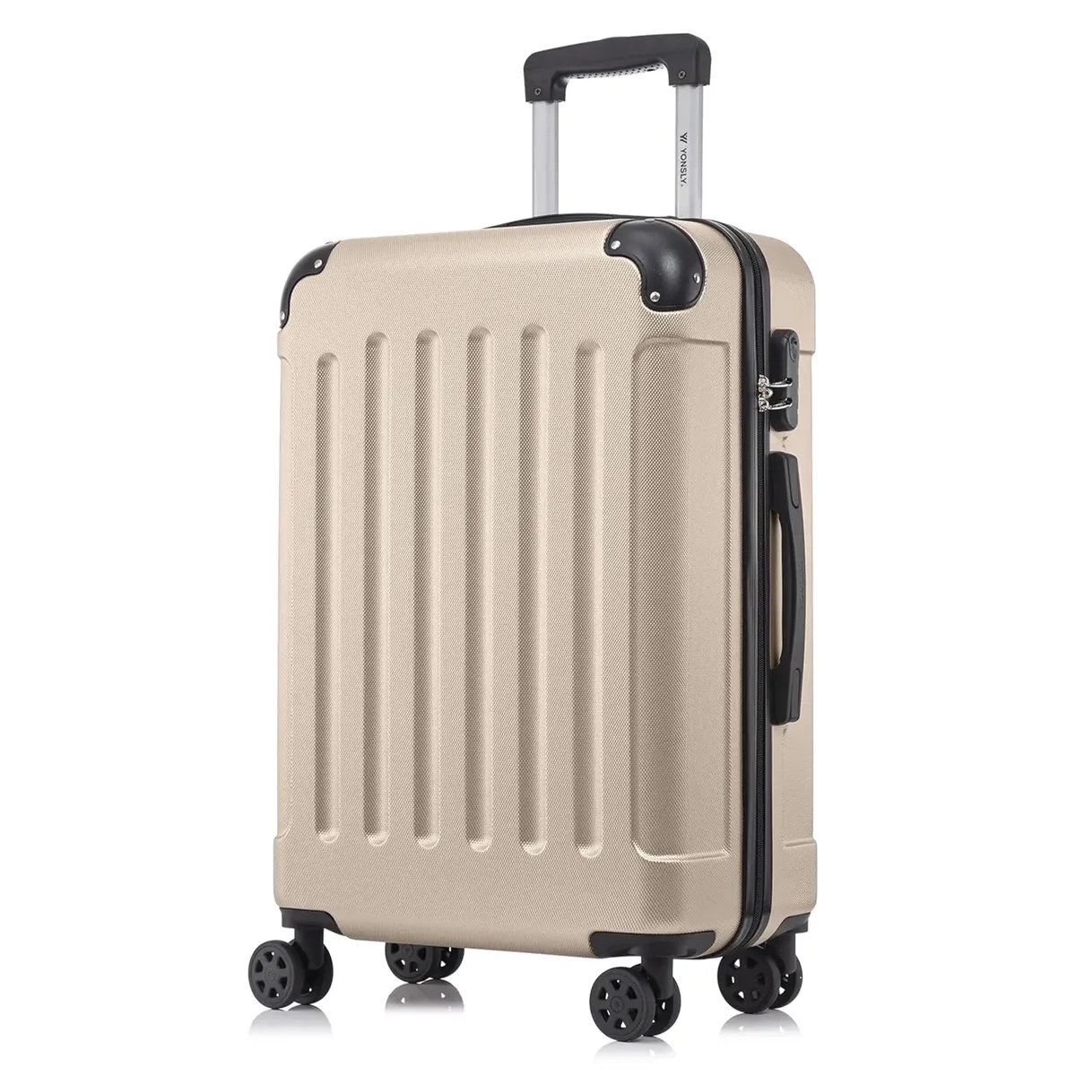 valise yonsly 16/20/24/28 pouces 4 roues 360° ° valise à roulettes robuste avec double fermeture éclair, serrure à combinaison, sac en filet, double fermeture éclair, poignée en caoutchouc souple, bagage à main