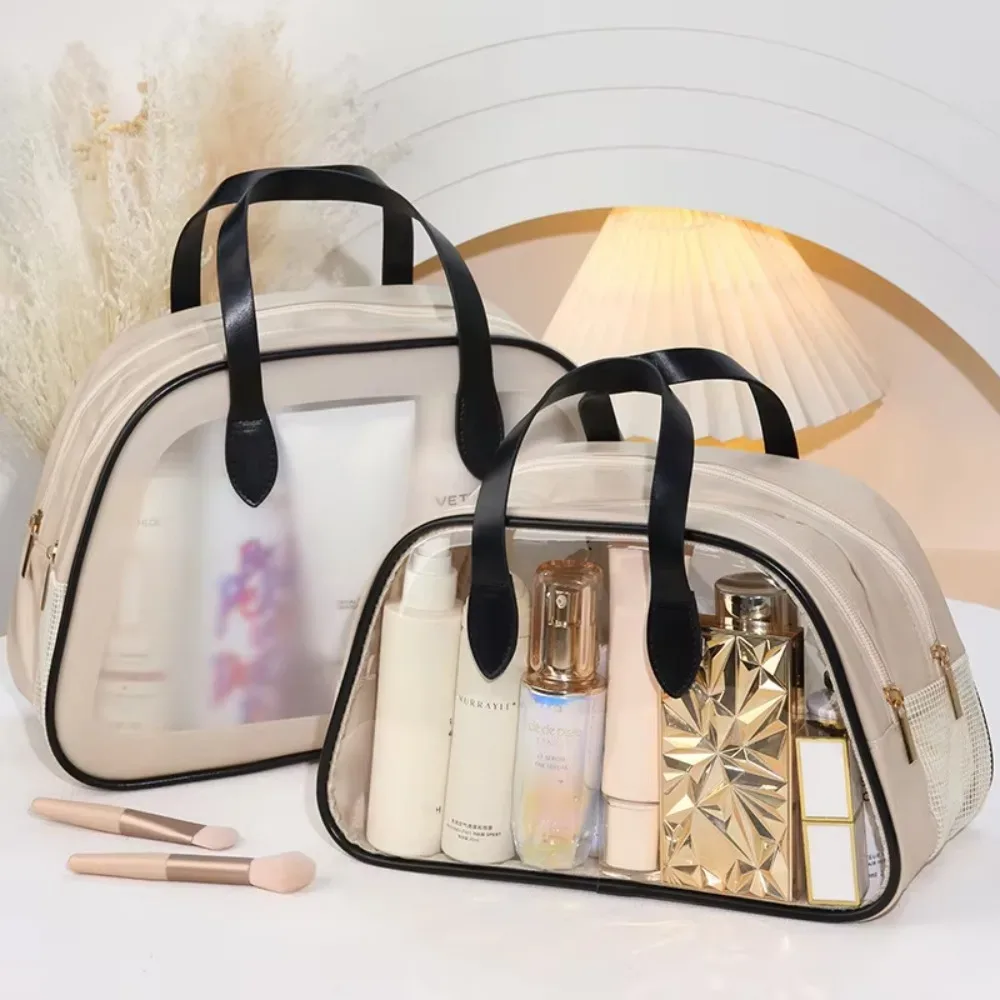 Sac de toilette imperméable pour la natation et les voyages, double couche, grande capacité, sac cosmétique multifonctionnel en PVC, sac de rangement pour maquillage pour femmes
