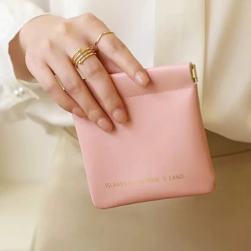 mini sac de rangement de maquillage simple en cuir pu pour femmes, petite pochette carrée pour cosmétiques, sacs de rangement portables pour clés de maquillage