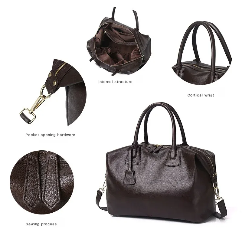 sac de sport de voyage en cuir véritable, sac fourre-tout lancé unique, grand sac messager de week-end