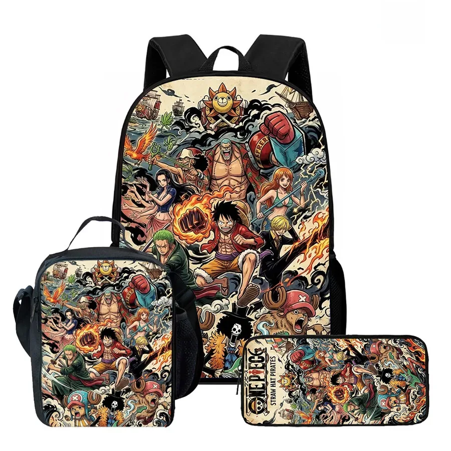 sac dos polyester dessin animé noir motifs personnages animés format 20 35 litres poche ouvrante sangles ajustables usage scolaire voyage