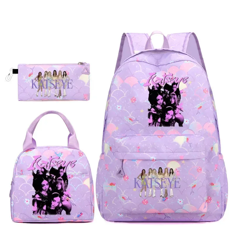 sac dos polyester motifs groupe filles poignée supérieure glissière capacité 20 35 litres unisexe couleurs rose clair violet bleu clair