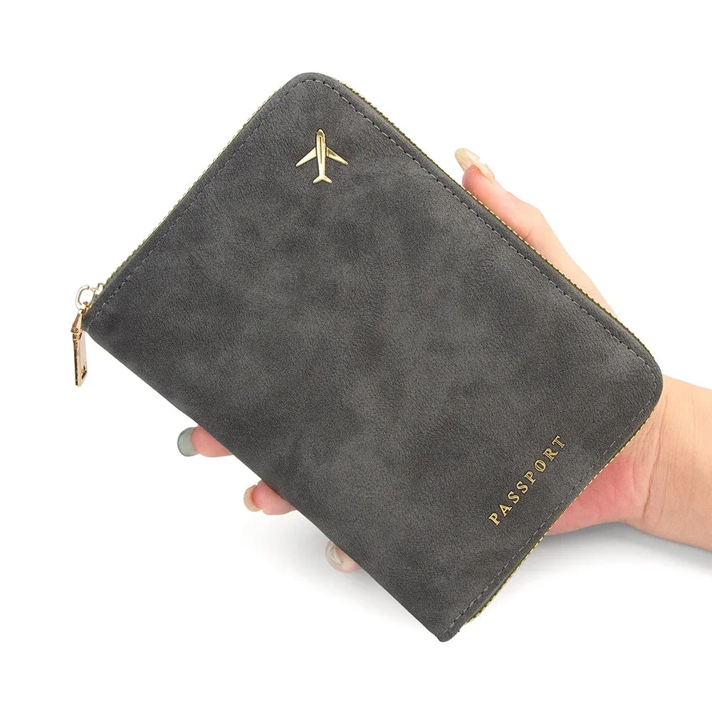 étui de passeport rfid anti-magnétique personnalisé avec fermeture éclair pour voyage, porte-passeport, sac de rangement de documents multifonctionnel