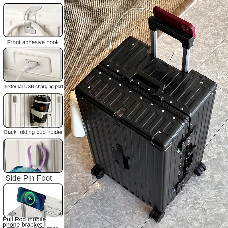 valise grande capacité 30 pouces, robuste et durable, en abs+pc, avec cadre en aluminium, valise à roulettes cabine 20 pouces, bagage à main