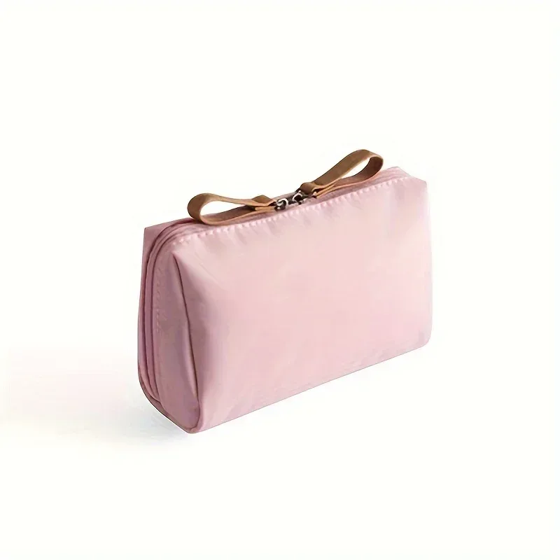 trousse de maquillage portable unie 2026, pochette cosmétique de voyage, organisateur de rangement pour usage quotidien