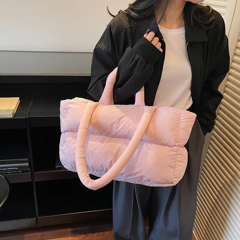 sac à main luxe sac bandoulière femme 2025 hiver dernière tendance femmes sacs fourre-tout à bandoulière espace coton rembourré grande capacité shopper fourre-tout qualité trajet sacs à main dame
