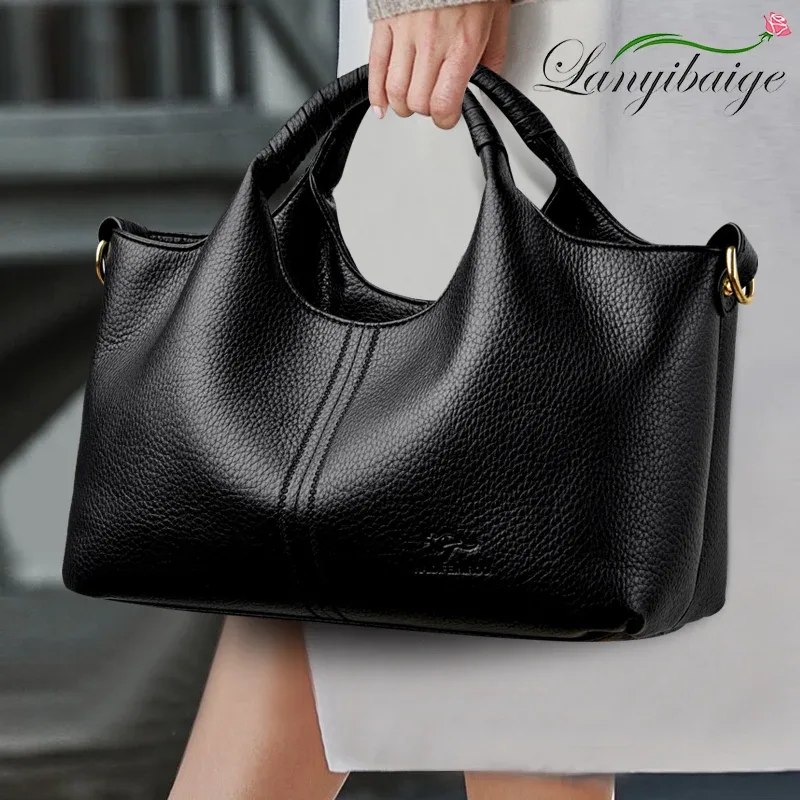 sac fourre-tout en cuir authentique pour femmes, fourre-tout de luxe de grande capacité, sacs à bandoulière diagonale à une épaule, sac à main simple à la mode