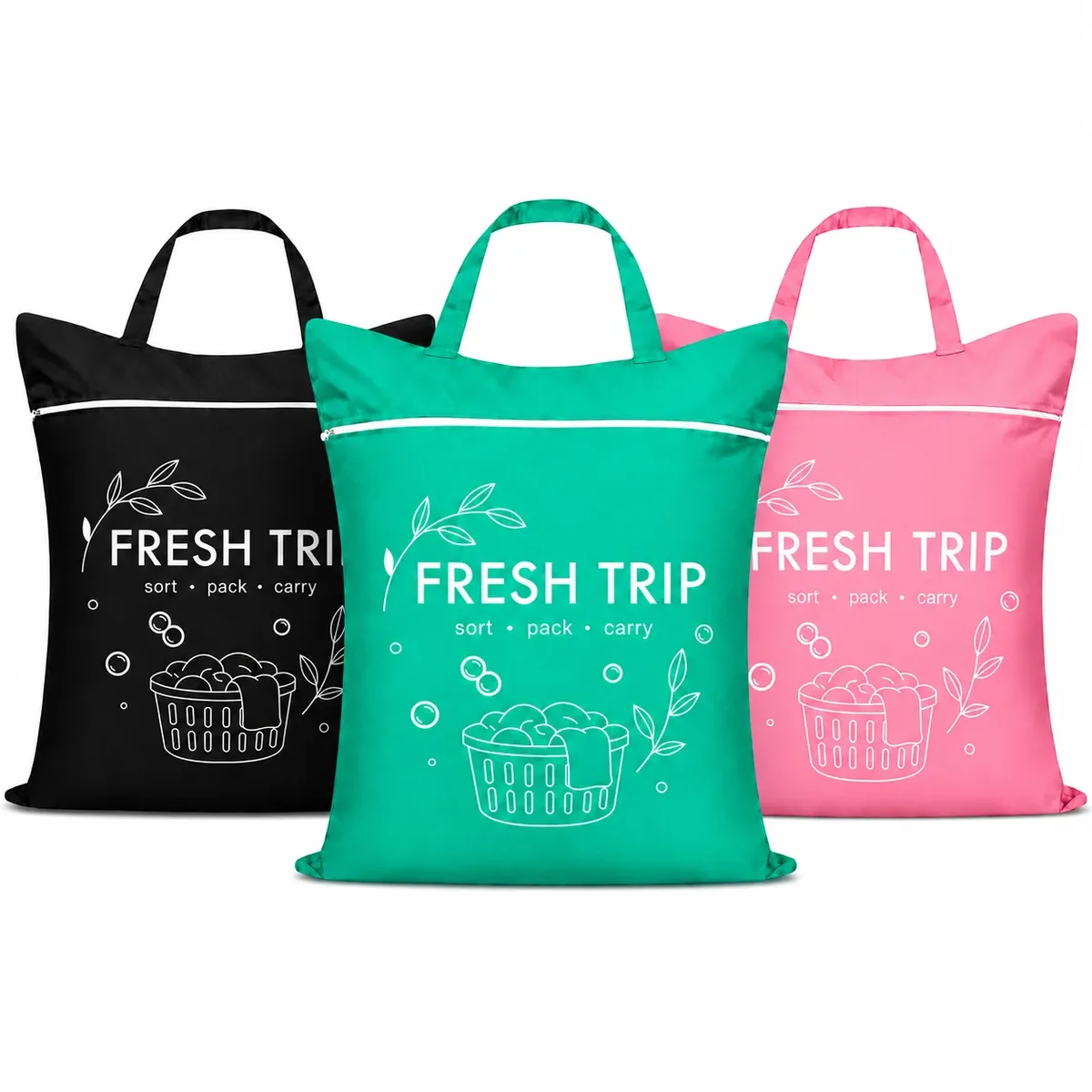 grand sac à linge de voyage avec poignée (ensemble de 3 pièces), sac de rangement pour vêtements secs et humides, adapté aux vêtements sales, maillots de bain, serviettes.