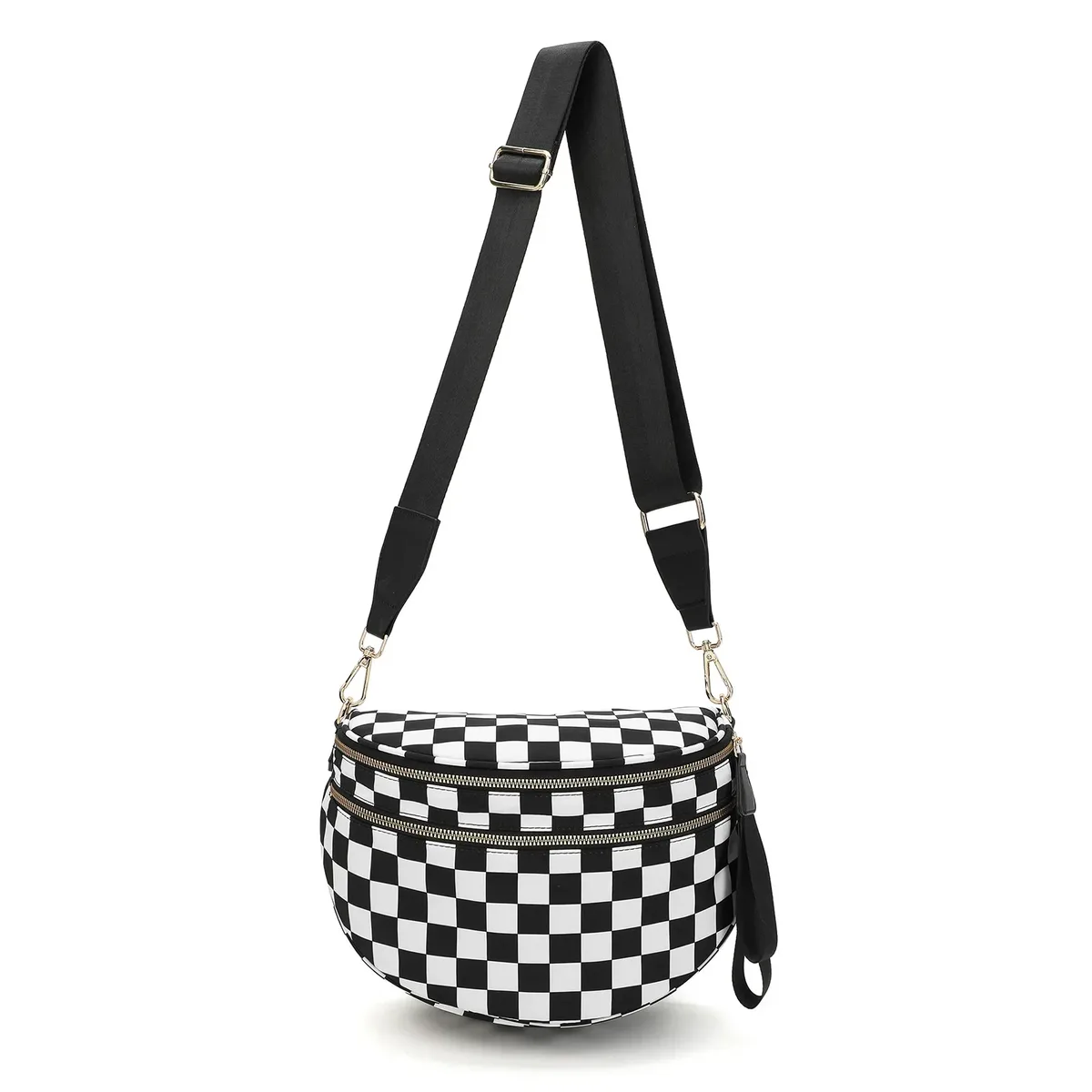sac banane à carreaux pour femmes, sac banane décontracté, grande capacité, sangle réglable, sac à bandoulière simple pour maman, fourre-tout de voyage quotidien