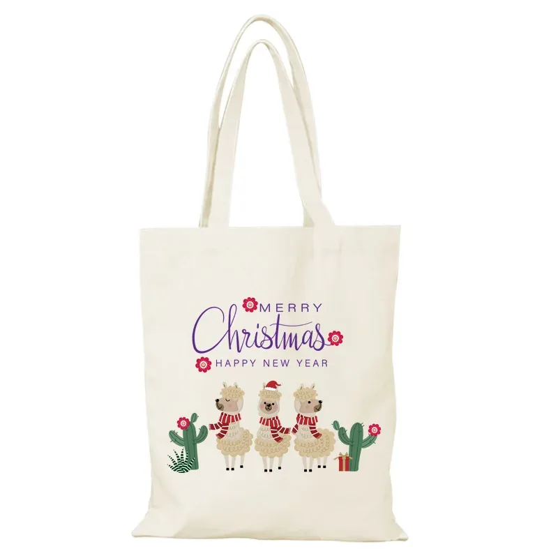 dessin animé dame sacs cadeaux de noël femmes sac à bandoulière mode homme sac fourre-tout nouveaux sacs à main eco shopper shopping plage tissu toile