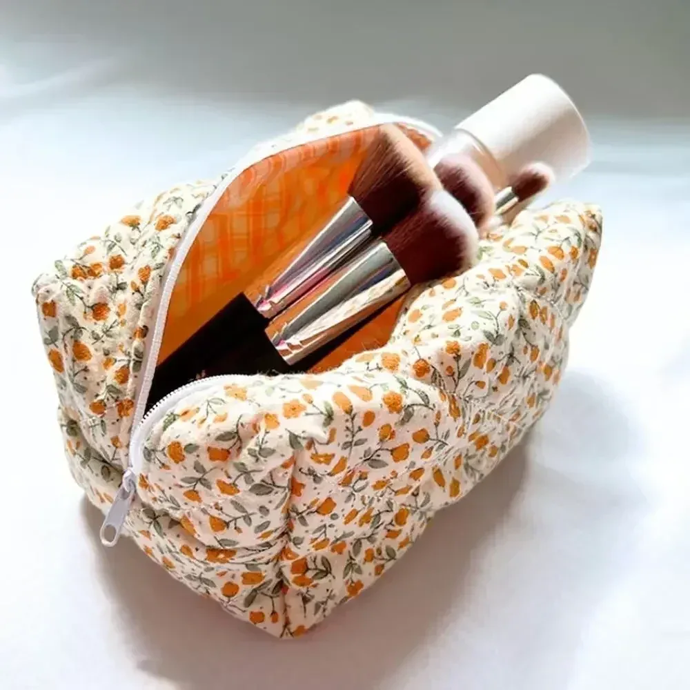 sac de maquillage à fermeture éclair imprimé fleur, organisateur de rangement, accessoire de maquillage, sac à main de toilette, pochette à cosmétiques, grand sac à cosmétiques de voyage