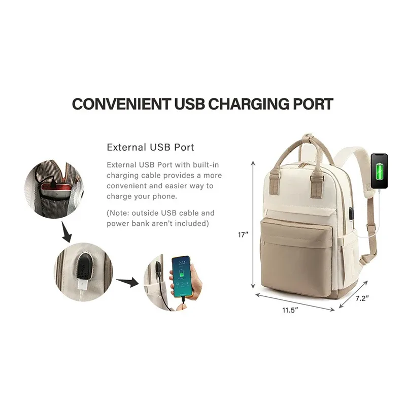 sac dos oxford université cache-mire beige grande capacité compartiments ordinateur portable ceinture coussin air voyage décontracté