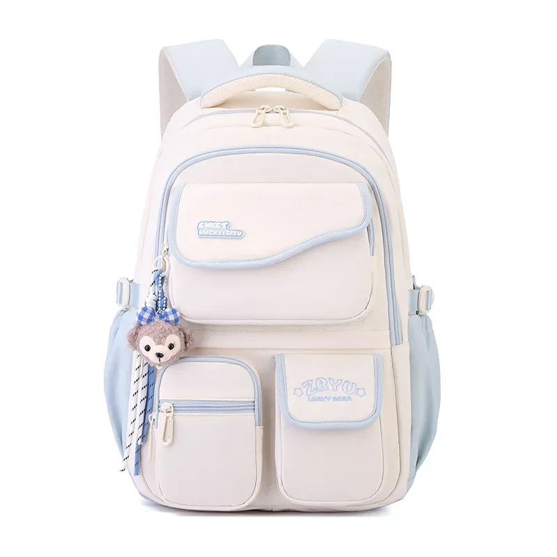 nouveau sac à dos léger et tendance grande capacité pour filles du primaire et du collège en nylon style frais et doux