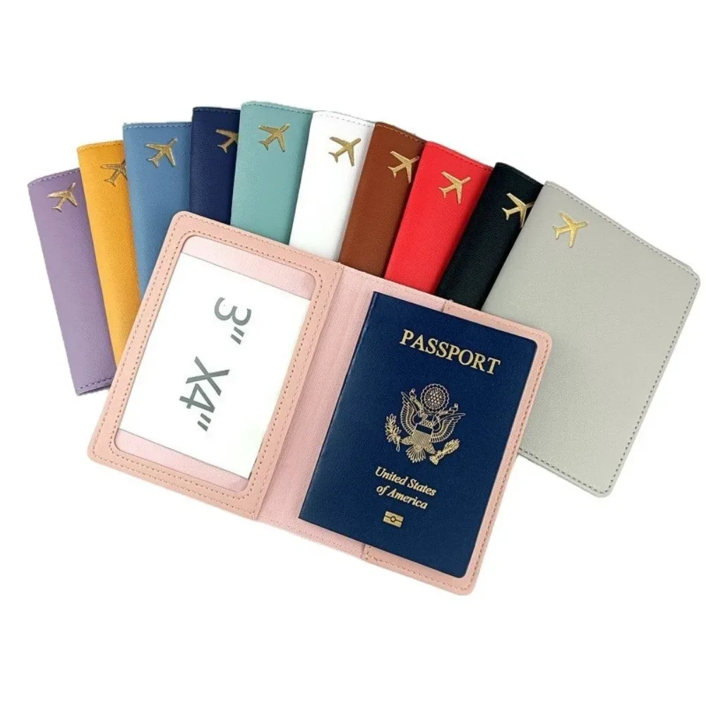 porte-passeport en cuir pu, étui léger et étanche pour passeport, couleur unie, rangement portable, portefeuille pour cartes de crédit