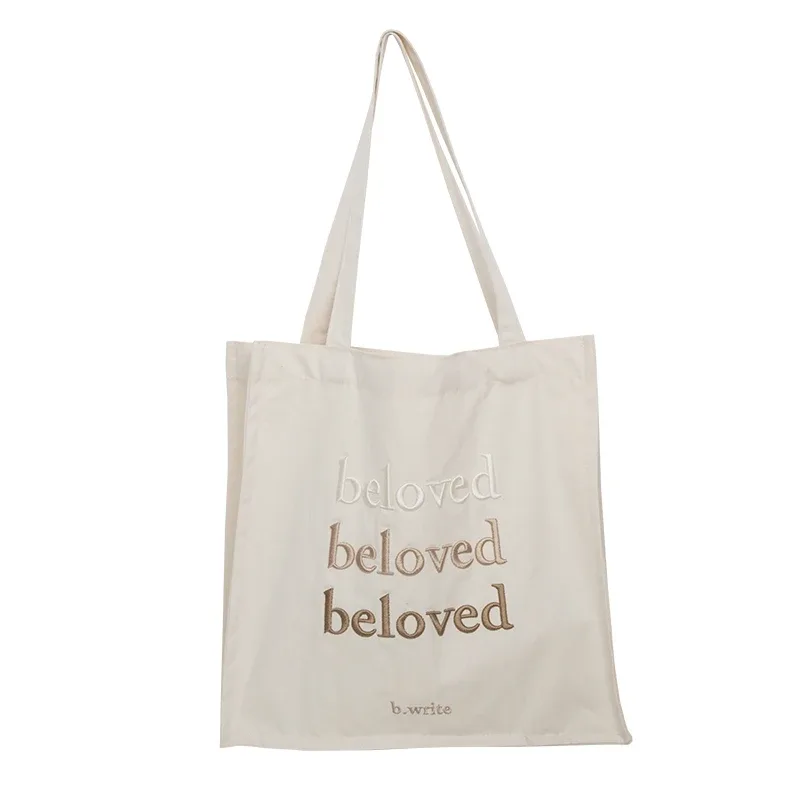 sac à bandoulière en toile pour femmes, sacs de shopping quotidiens brodés, sac de livres pour étudiants, sacs à main en tissu de coton épais, fourre-tout pour filles