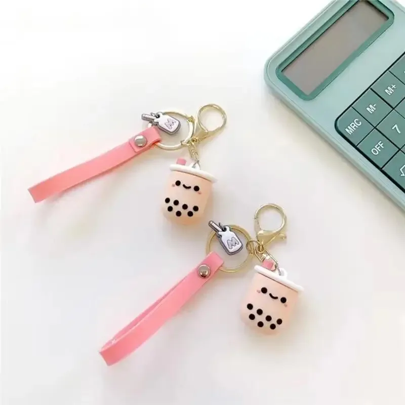 porte-clés thé au lait, pendentif de sac cartoon, décoration suspendue pour sac à dos, charme mignon, accessoire de mode pour sac à main, sac à dos