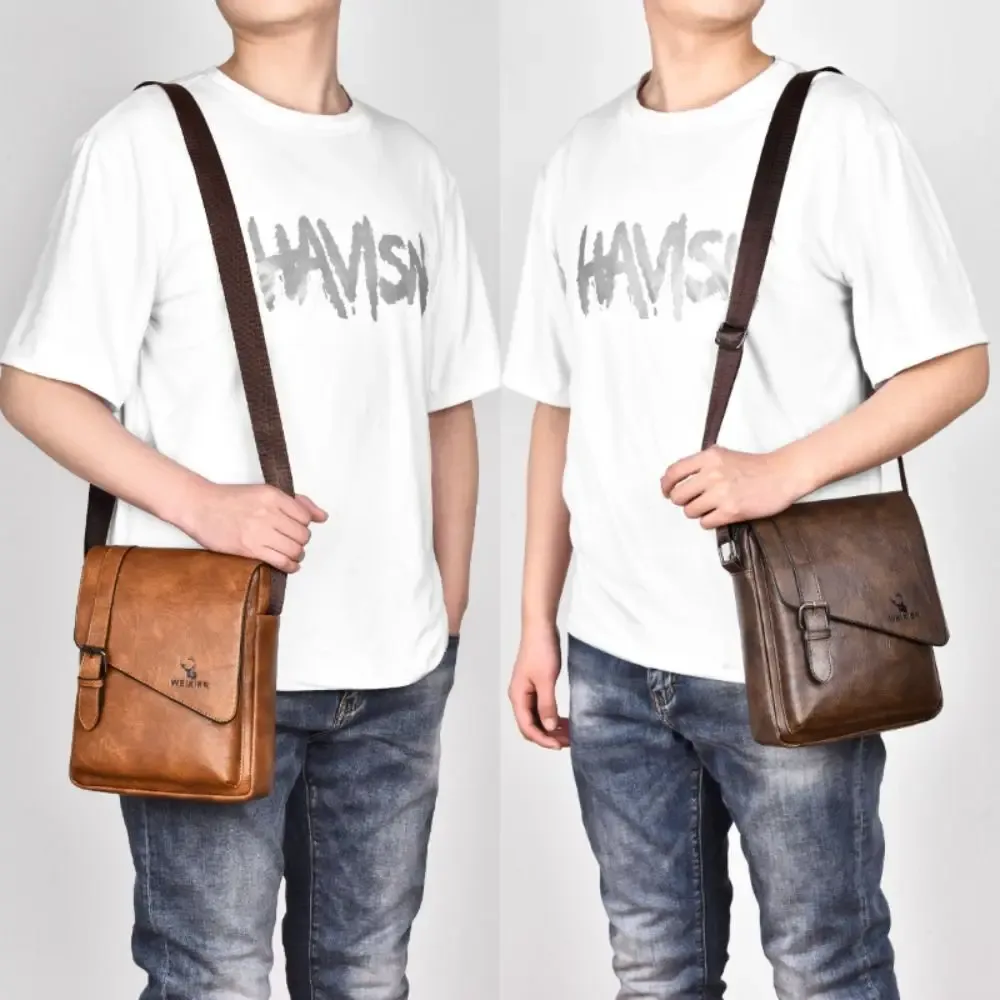 sac messager en cuir pu pour homme, bandoulière réglable, style rétro, sac à bandoulière polyvalent pour homme, pour le travail et les voyages