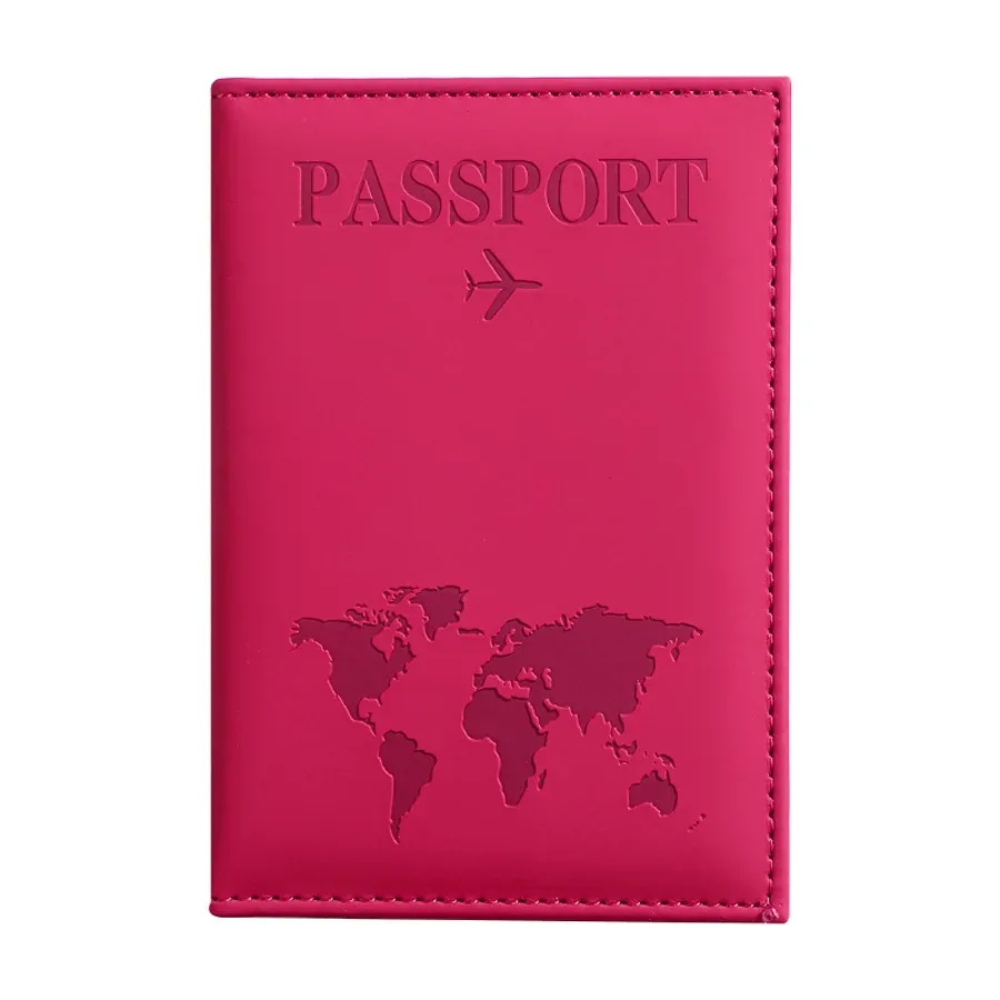 housse de passeport en cuir pu pour hommes et femmes - organisateur - porte-cartes de protection - housses de documents d'identité - étui de passeport de voyage avec carte du monde