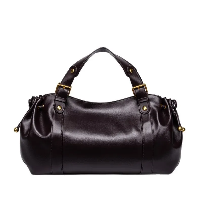 sac fourre-tout tendance grande capacité à effet froncé, sacs à main de luxe en pu souple pour femmes, sacs de banlieue de créateur avec cordon de serrage, sac de ville tendance 2026