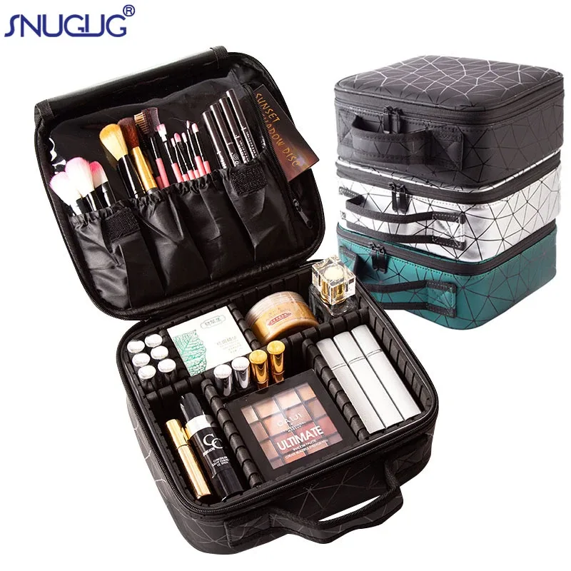 trousse de maquillage professionnelle de marque féminine, organisateur de cosmétiques d'esthéticienne à la mode, boîte de rangement, valise à outils pour ongles, sac de maquillage pour femmes
