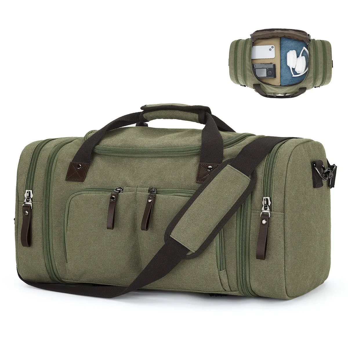 sac de voyage en toile pour hommes - sac de week-end extensible, bagage à main pour la salle de sport, les courts séjours, sac de voyage pour hommes et femmes