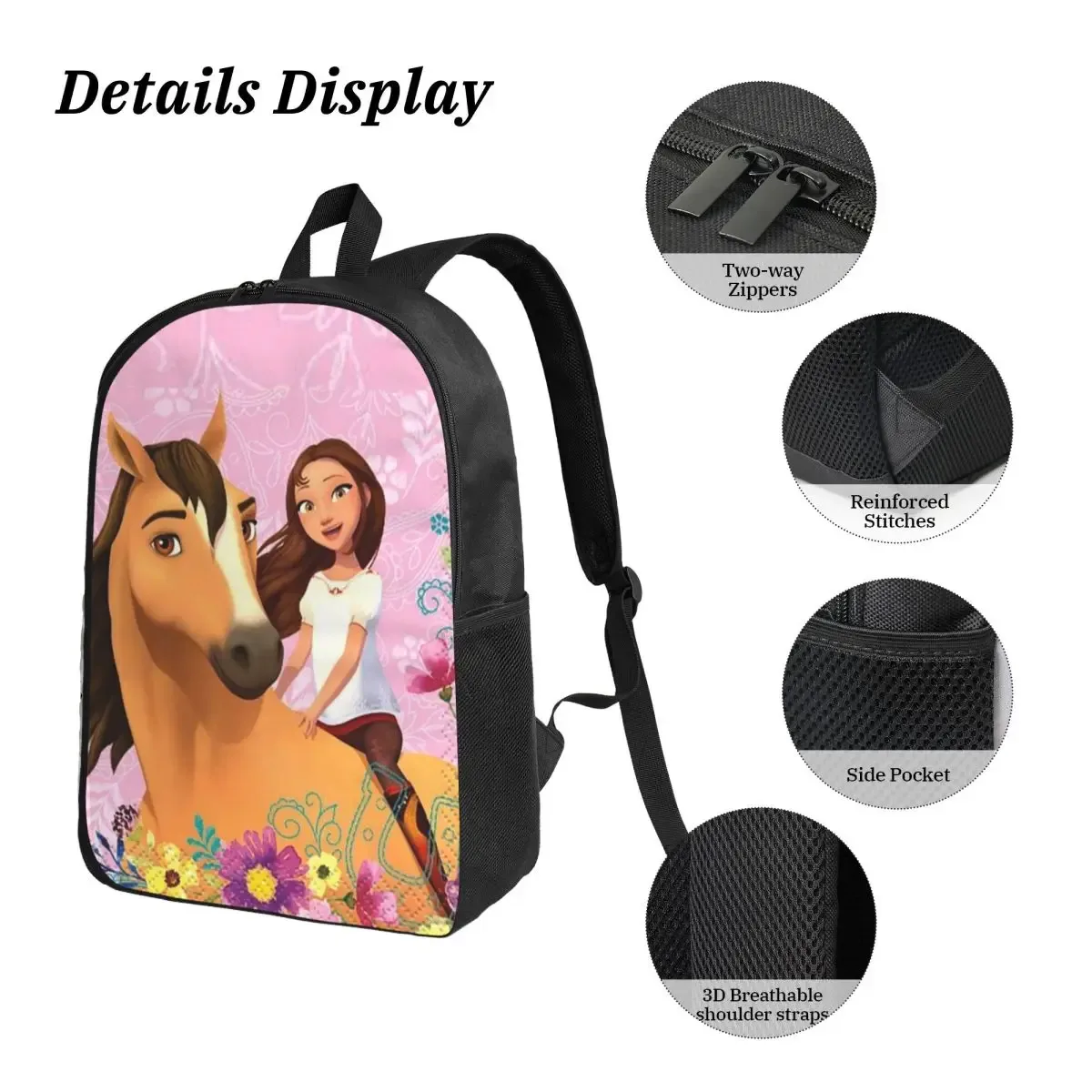 sac à dos spirit riding free, sac à livres pour étudiants, sac d'école, sacs à bandoulière pour ordinateur, 3 sacs à déjeuner isothermes, trousse à crayons