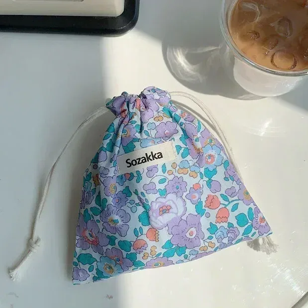 sacs à main de maquillage mignons pour femmes, sac de rangement pour cosmétiques de voyage, porte-monnaie pour rouge à lèvres et grill floral, portefeuille kawaii, petite pochette en poudre