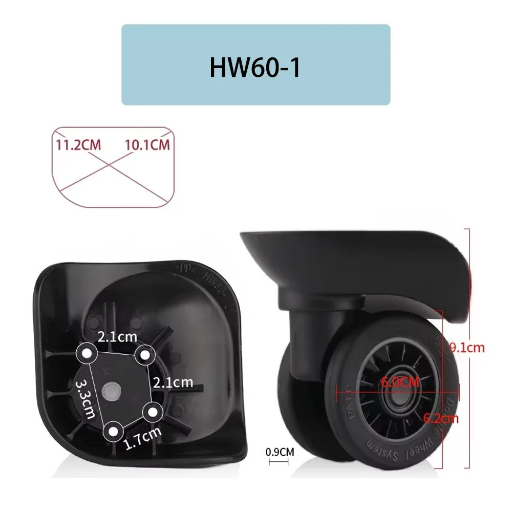 roues pivotantes universelles de remplacement pour valise hinomoto hw60-1, pièces de réparation de roues de bagages avec roulement silencieux