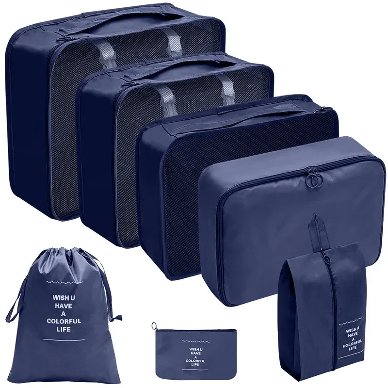 7/8/9 pièces nouvel ensemble organisateur de voyage sacs de rangement grande capacité valise stockage bagages vêtements tri organisateur ensemble pochette à chaussures