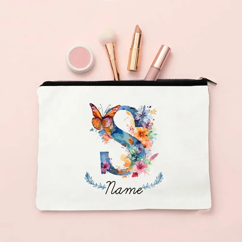 pochette de maquillage personnalisée avec initiale et nom pour femmes, sacs à cosmétiques a-z, trousse de toilette de voyage pour filles, cadeau de mariage ou d'anniversaire pour elle