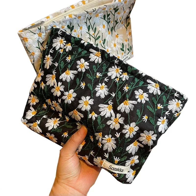trousse à cosmétiques imprimée de fleurs pour femmes, trousse à crayons, trousse de voyage pour la présidence, trousse de maquillage florale mignonne, rouge à lèvres, pinceaux de maquillage, sac de rangement en poudres