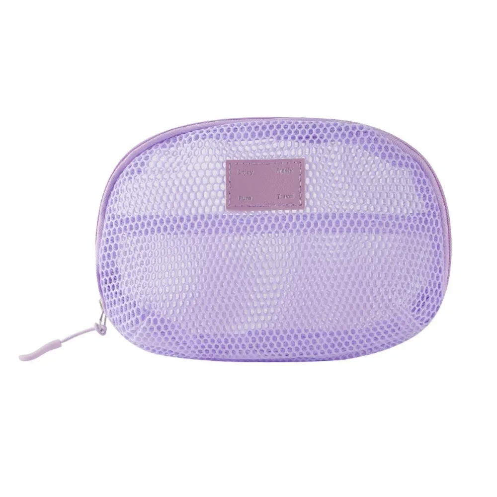 sac à cosmétiques décontracté en nylon, pochette de rangement à fermeture éclair, sacs de maquillage multi-usages en maille pour voyage