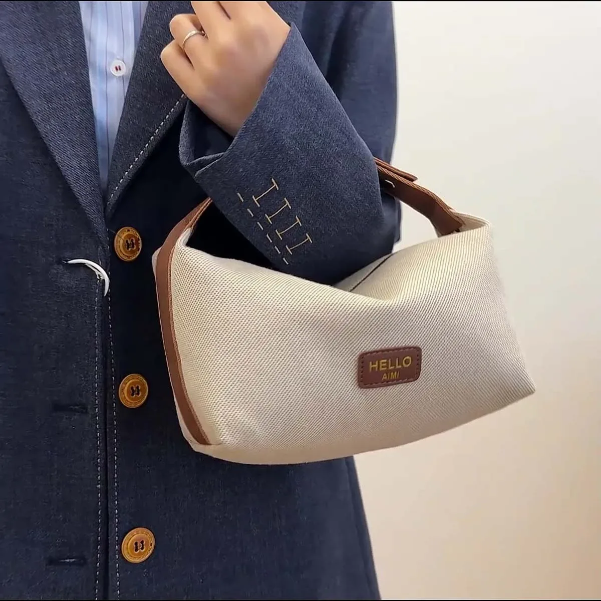 nouveau sac de toilette en toile haut de gamme, sac de maquillage de voyage portable de grande capacité, sac de rangement de cosmétiques bloquant les couleurs avec lettres