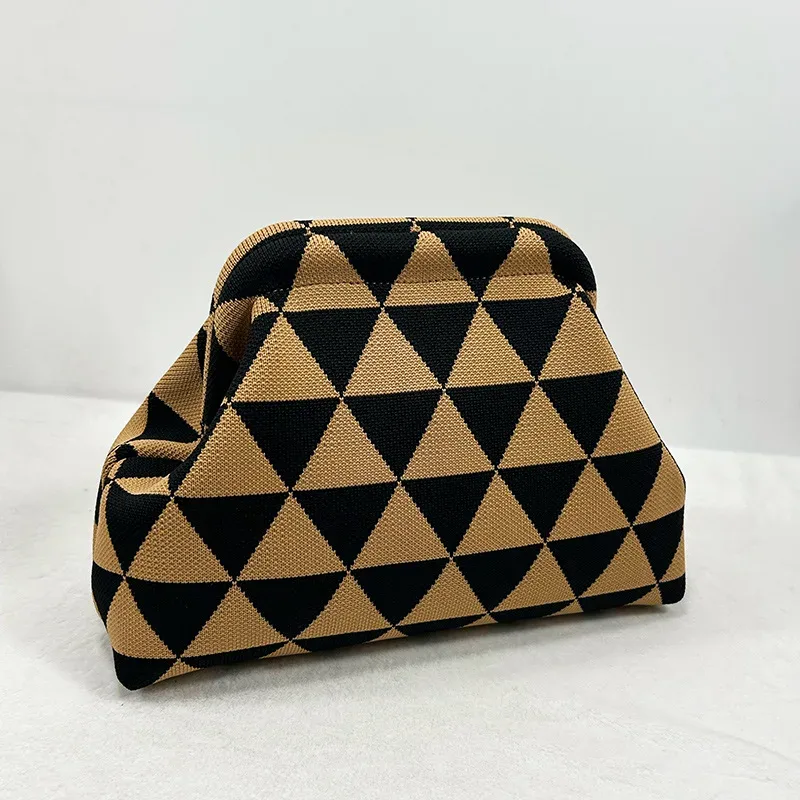 sacs à main tissés au crochet pour femmes, pochette de plage d'été, sacs à main tricotés, pochette de boulettes froncée, mignon nuage décontracté, sac colorblock