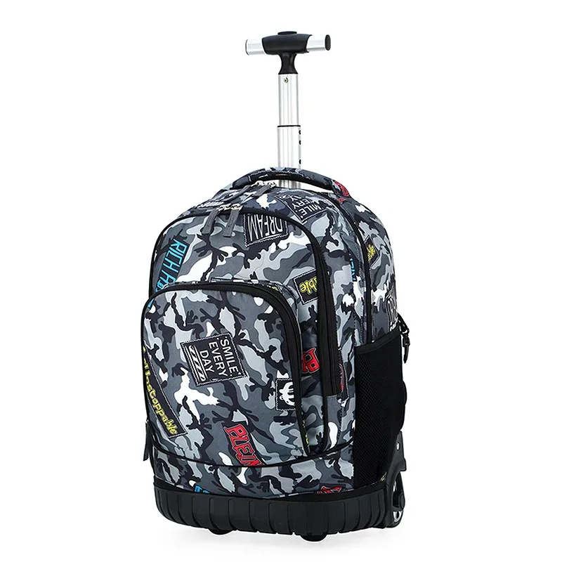 sac dos oxford cloth motifs animaux rose violet bleu format rectangulaire roulettes fixes usage école voyage