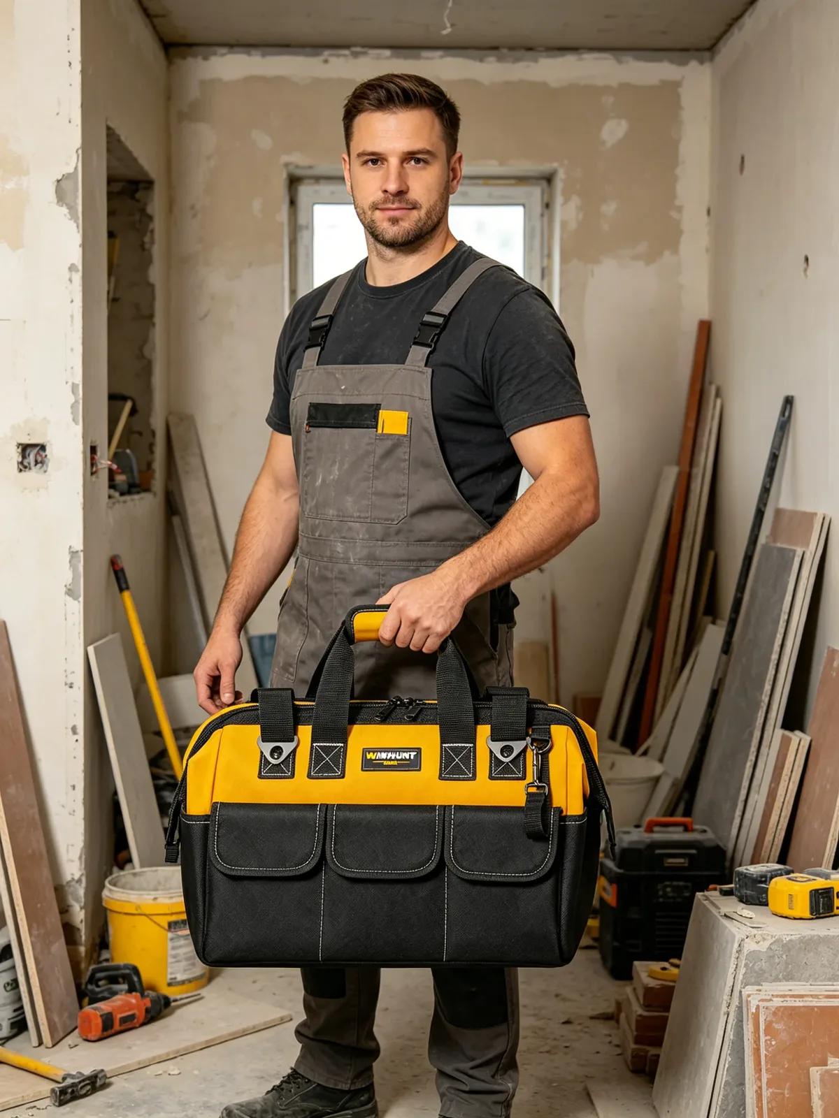 Sac à outils robuste, boîte à outils portable à 14 poches, organisateur de rangement, organisation de boîte à outils avec bandoulière réglable