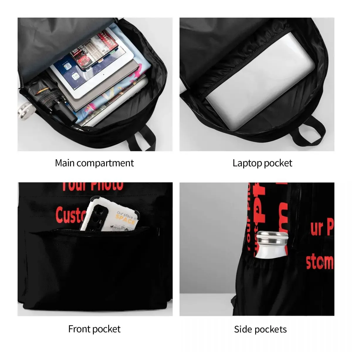 votre photo sac à dos imprimé personnalisé unisexe logo personnalisé motif sacs à dos polyester jolis sacs d'école sac à dos design de voyage
